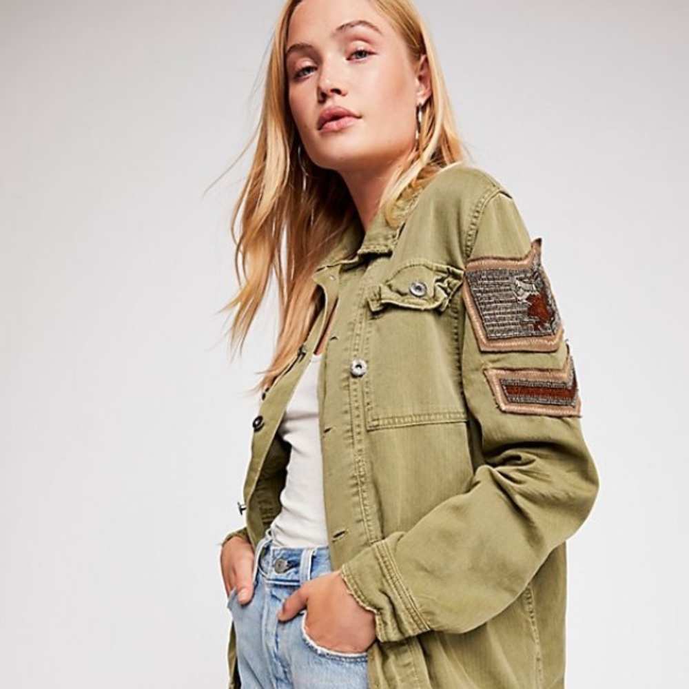 Free people embellished military shirt jacket grea